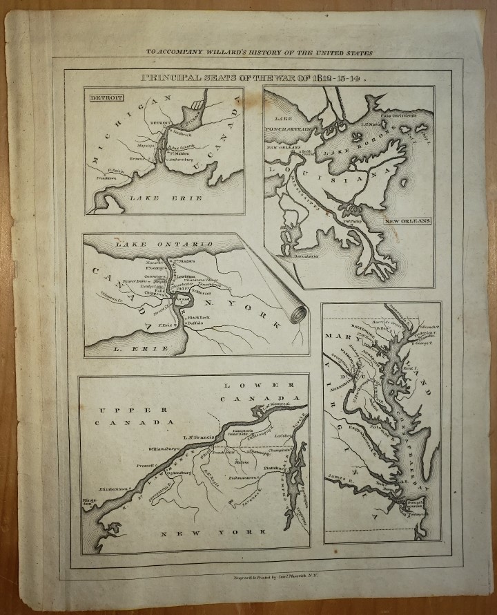 Image for Original Map - "Principal Seats of the War of 1812-13-14."  A Series of Maps to Willard's History of the United States, or, Republic of America.