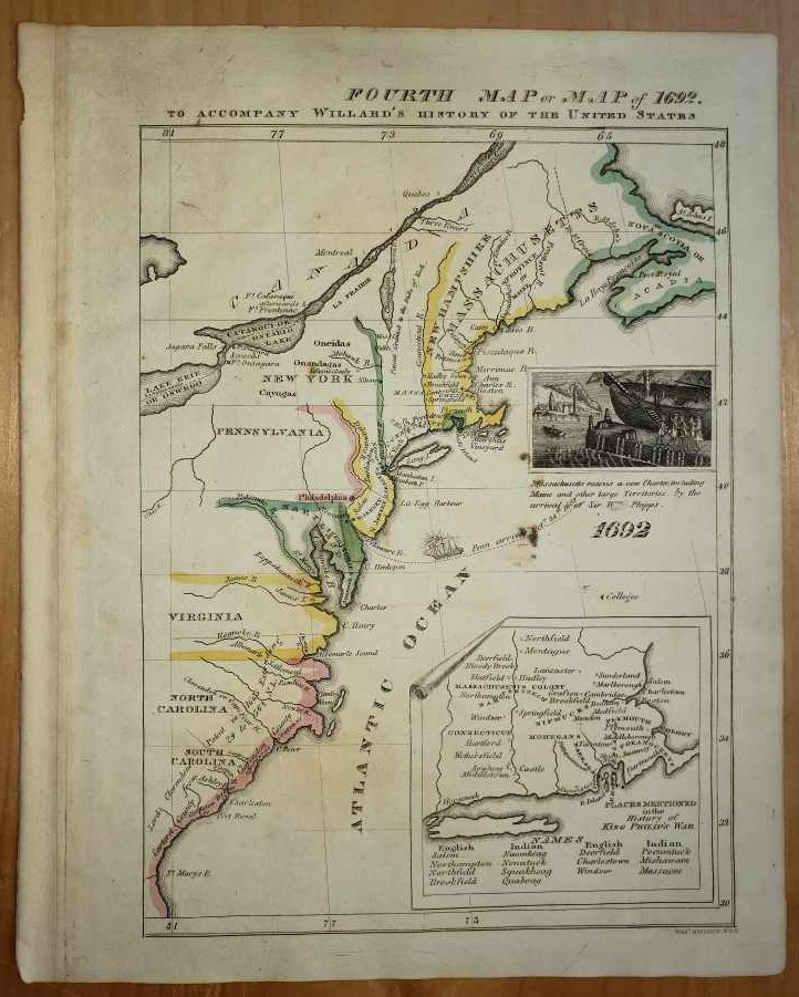 Image for Original Map - "Fourth Map or Map of 1692."  A Series of Maps to Willard's History of the United States, or, Republic of America.