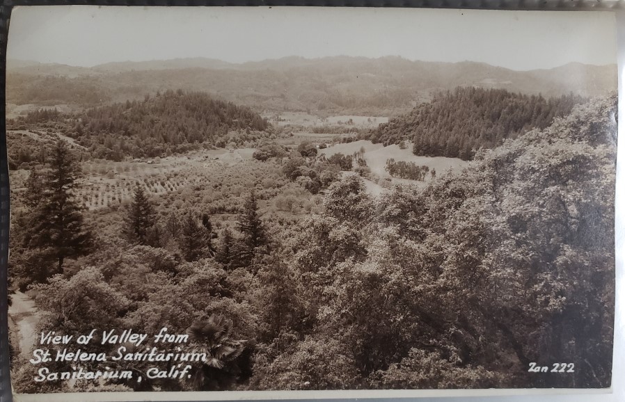 Image for Real Photo Post Card: "View of Valley from St. Helena Sanitarium, Sanitarium, Calif."