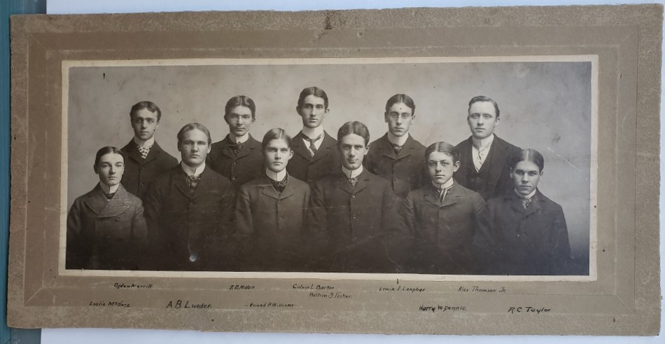Image for Original Portrait Photograph - (Cornell University Football and Track Athlete). A. B. Lueder in College Group Photograph. Ithaca, New York. Late 1890s.