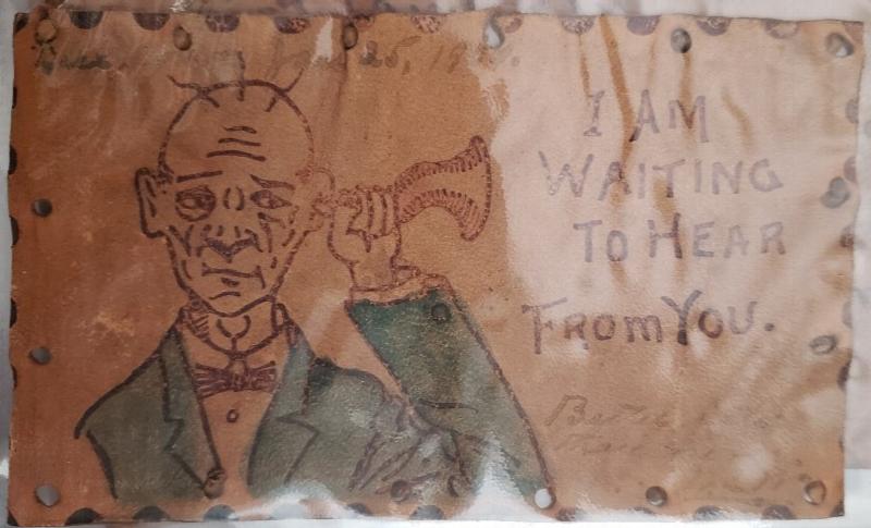 Image for Folk Art Postcard: "I Am Waiting to Hear from You."