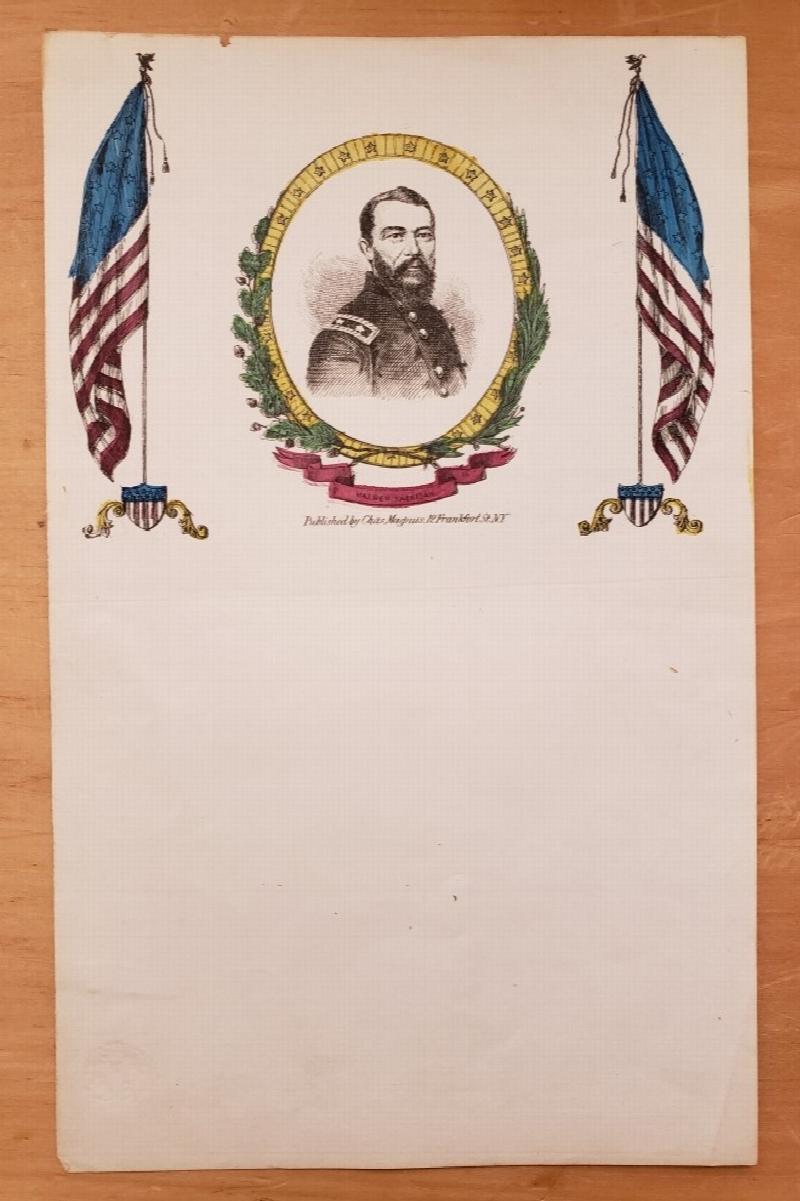 Image for Original Hand-colored Letter Sheet Showing General Philip Sheridan, c. 1862