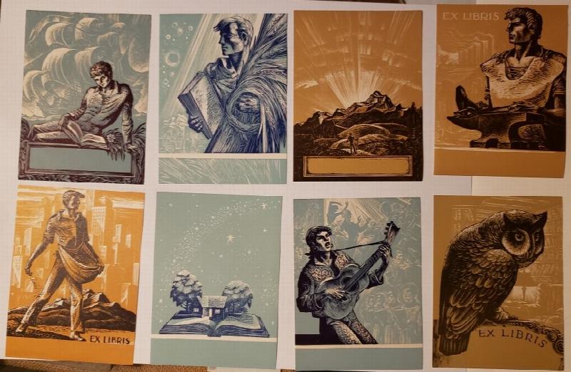 Image for Complete Set of Eight Bookplates Designed by Lynd Ward for the Antioch Bookplate Company, c. 1940s