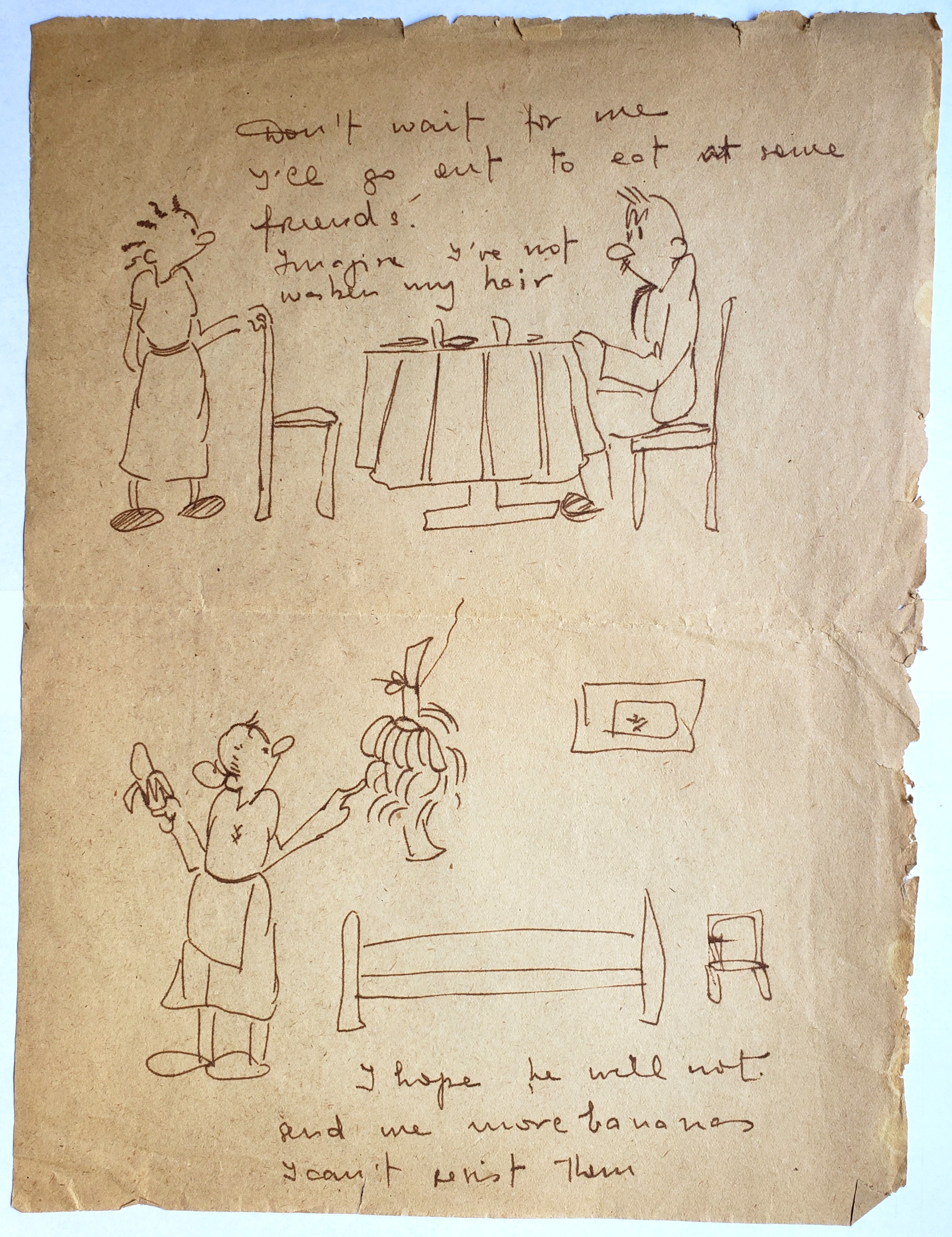 Two Original Preliminary Sketches on One Sheet for The New Yorker by George Booth, c. 1969-1980s